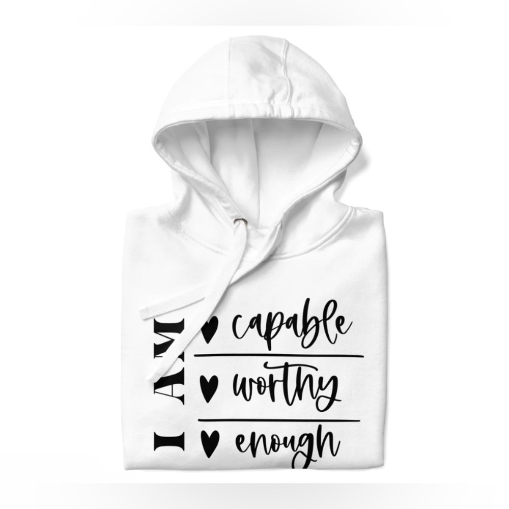 White Unisex Graphic CUSTOM Designed "I AM" Premium Hoodie